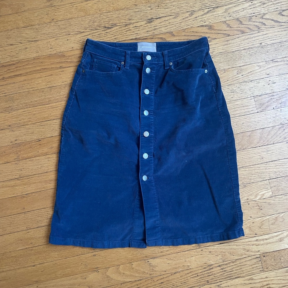 Everlane button front corduroy skirt 28